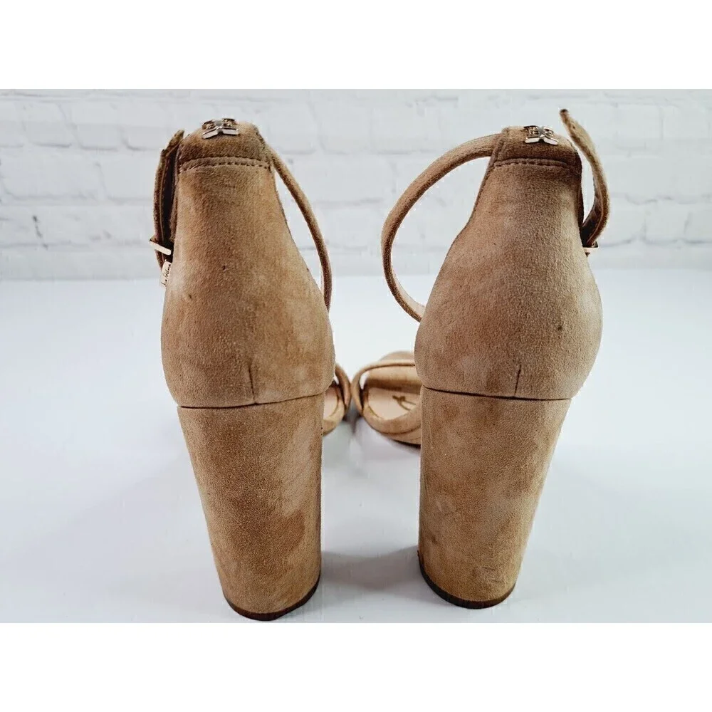 SAM Edelman Sandals Womens 9.5 M Yaro Heels Ankle Strappy Tan Leather - Picture 5 of 8